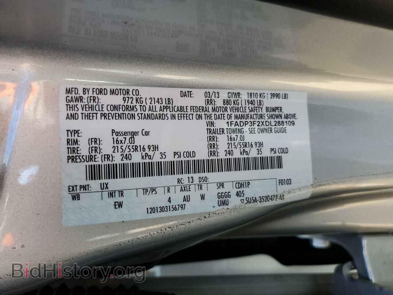 2013 FORD FOCUS - VIN: 1FADP3F2XDL288109 - Фото 10