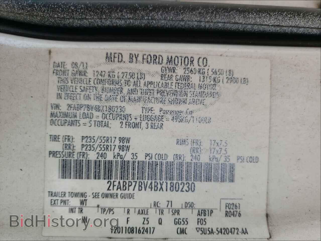 2011 FORD CROWN VIC - VIN: 2FABP7BV4BX180230 - Фото 10