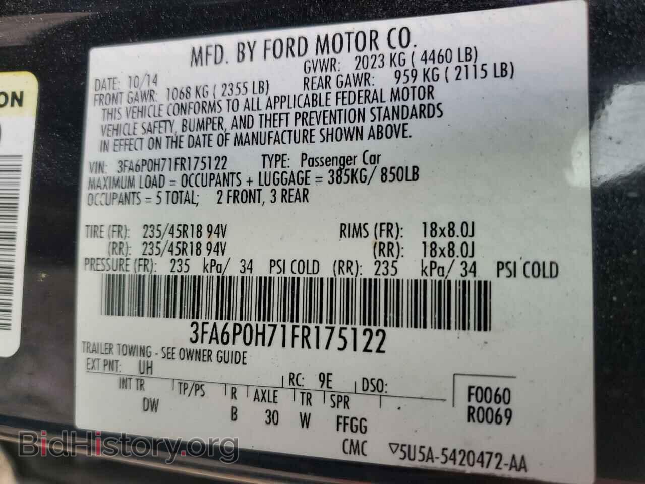 2015 FORD FUSION - VIN: 3FA6P0H71FR175122 - Фото 12