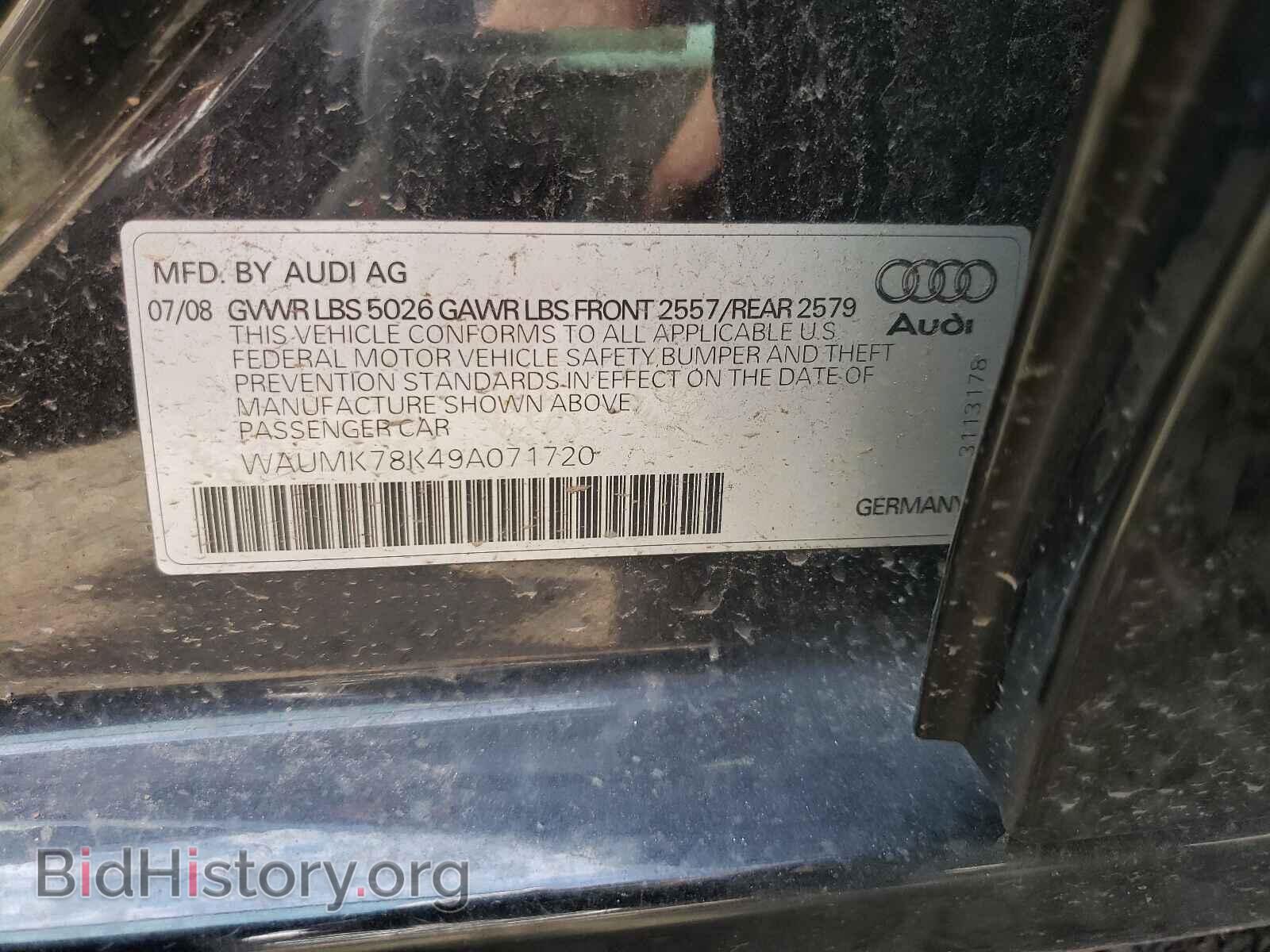 2009 AUDI A4 - VIN: WAUMK78K49A071720 - Фото 10