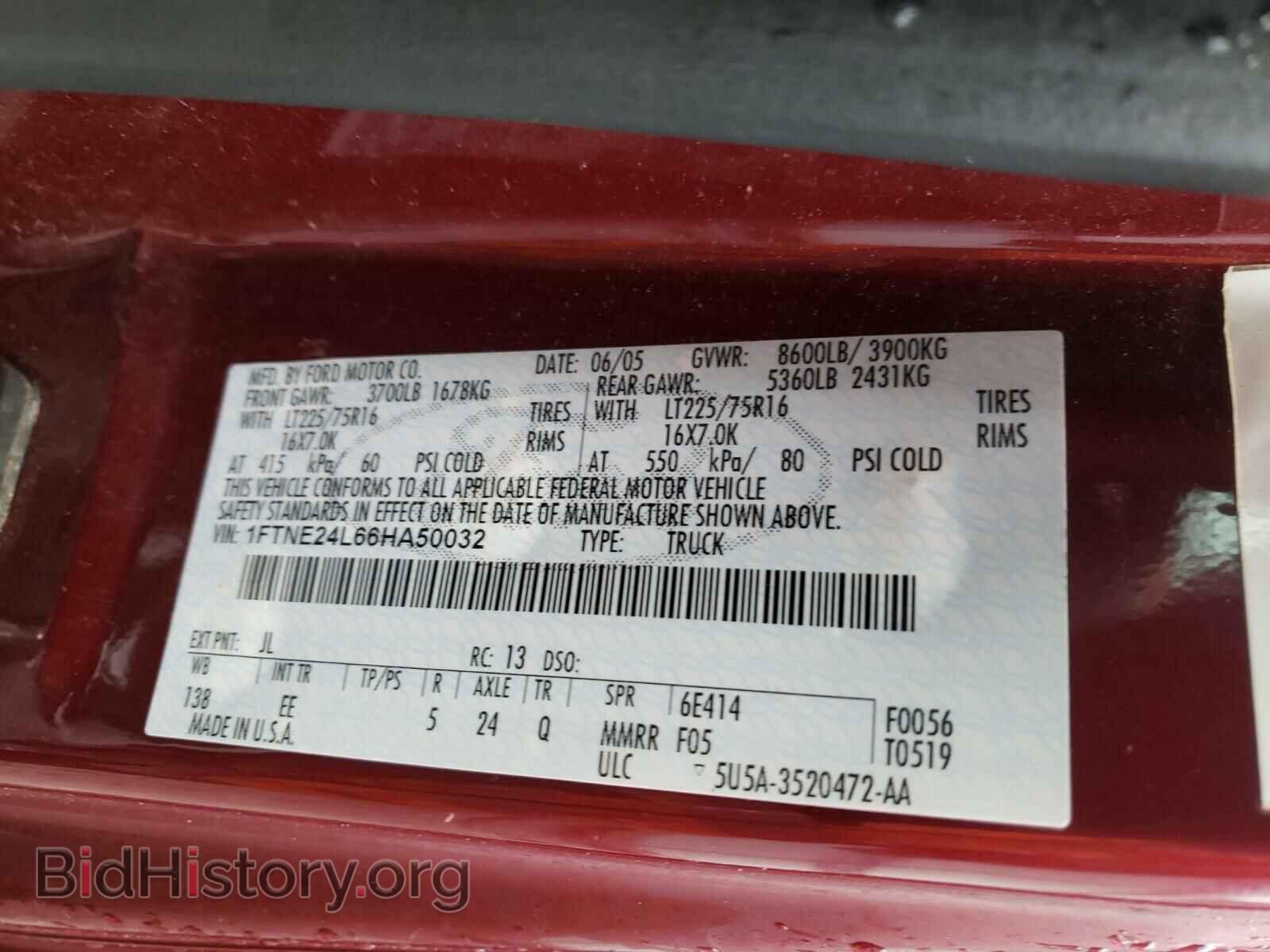 2006 FORD ECONOLINE - VIN: 1FTNE24L66HA50032 - Фото 10