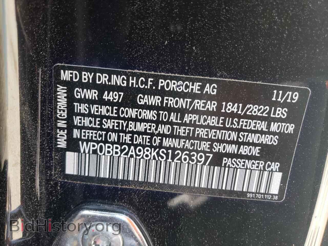 2019 PORSCHE 911 - VIN: WP0BB2A98KS126397 - Фото 14