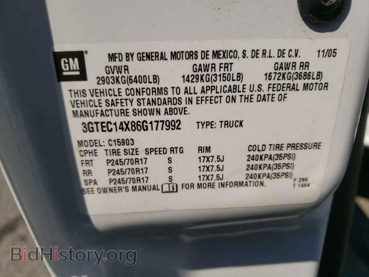 2006 GMC SIERRA - VIN: 3GTEC14X86G177992 - Фото 10