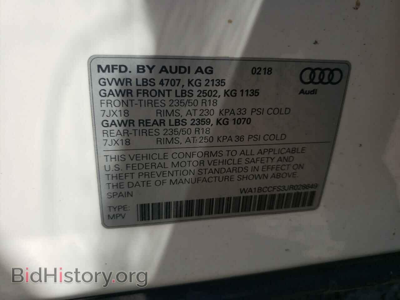 2018 AUDI Q3 - VIN: WA1BCCFS3JR028649 - Фото 10
