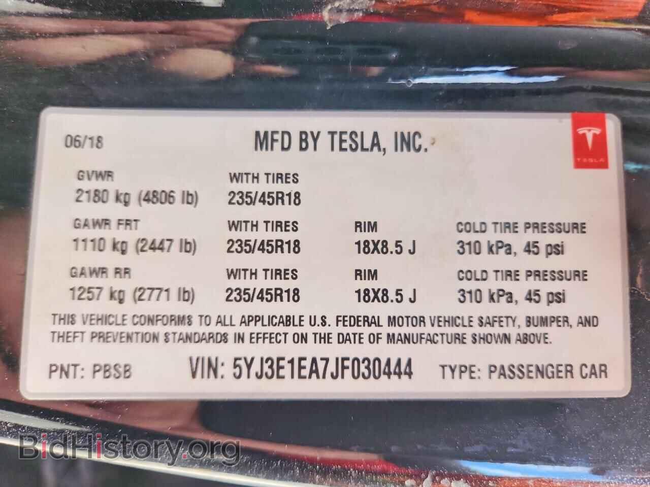 2018 TESLA MODEL 3 - VIN: 5YJ3E1EA7JF030444 - Photo 12