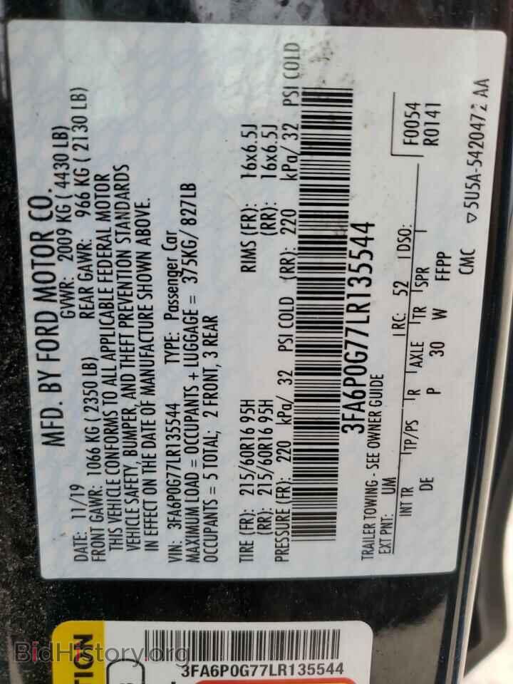 2020 FORD FUSION - VIN: 3FA6P0G77LR135544 - Фото 12