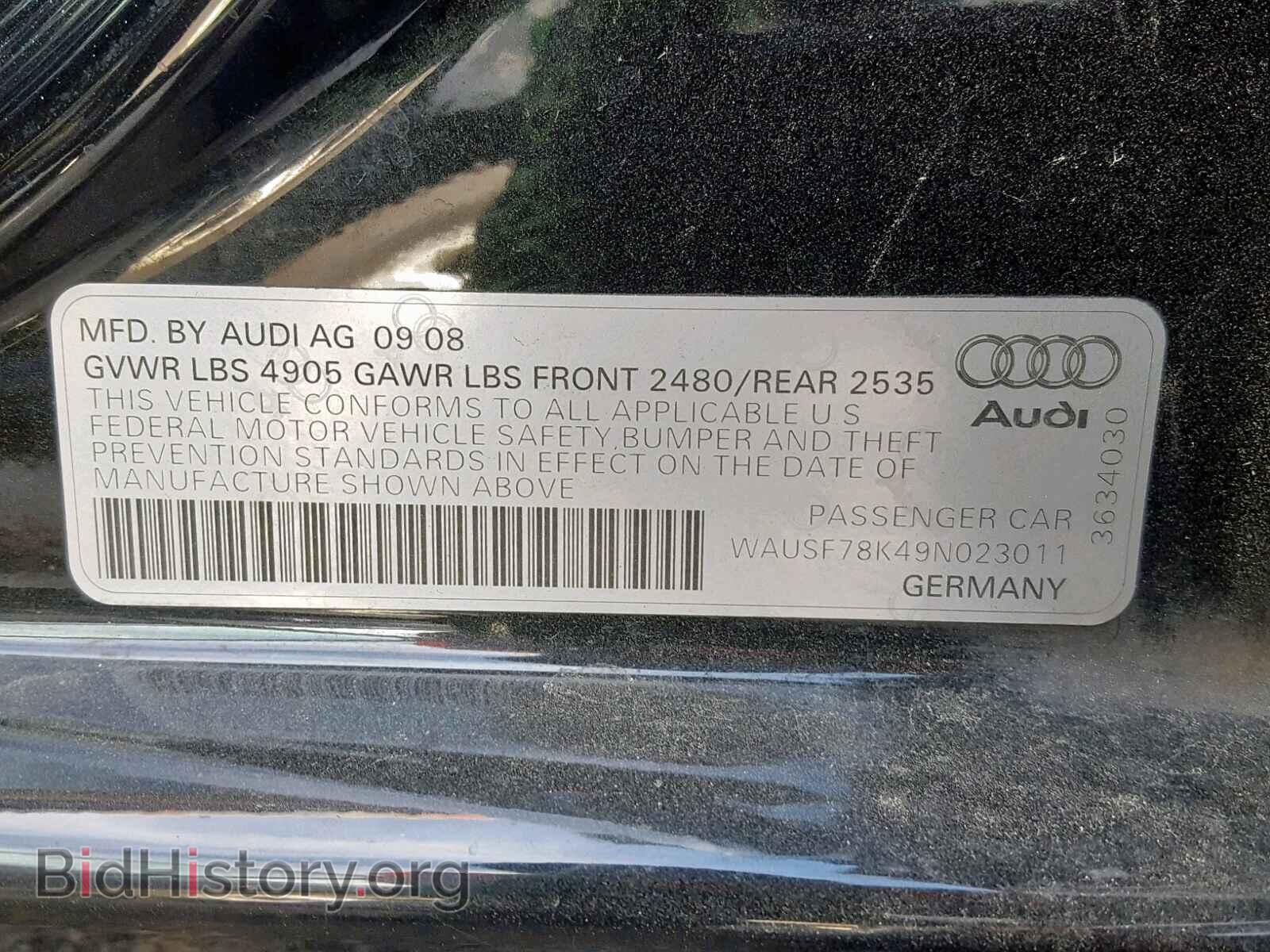 2009 AUDI A4 - VIN: WAUSF78K49N023011 - Фото 10