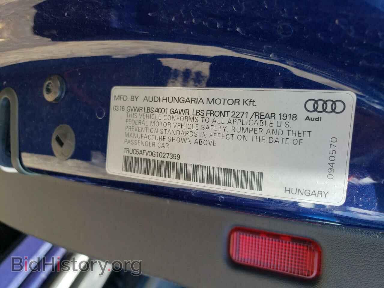 2016 AUDI TT - VIN: TRUC5AFV0G1027359 - Фото 12