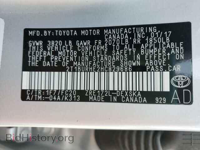 2017 TOYOTA COROLLA - VIN: 2T1BURHE2HC829686 - Фото 10
