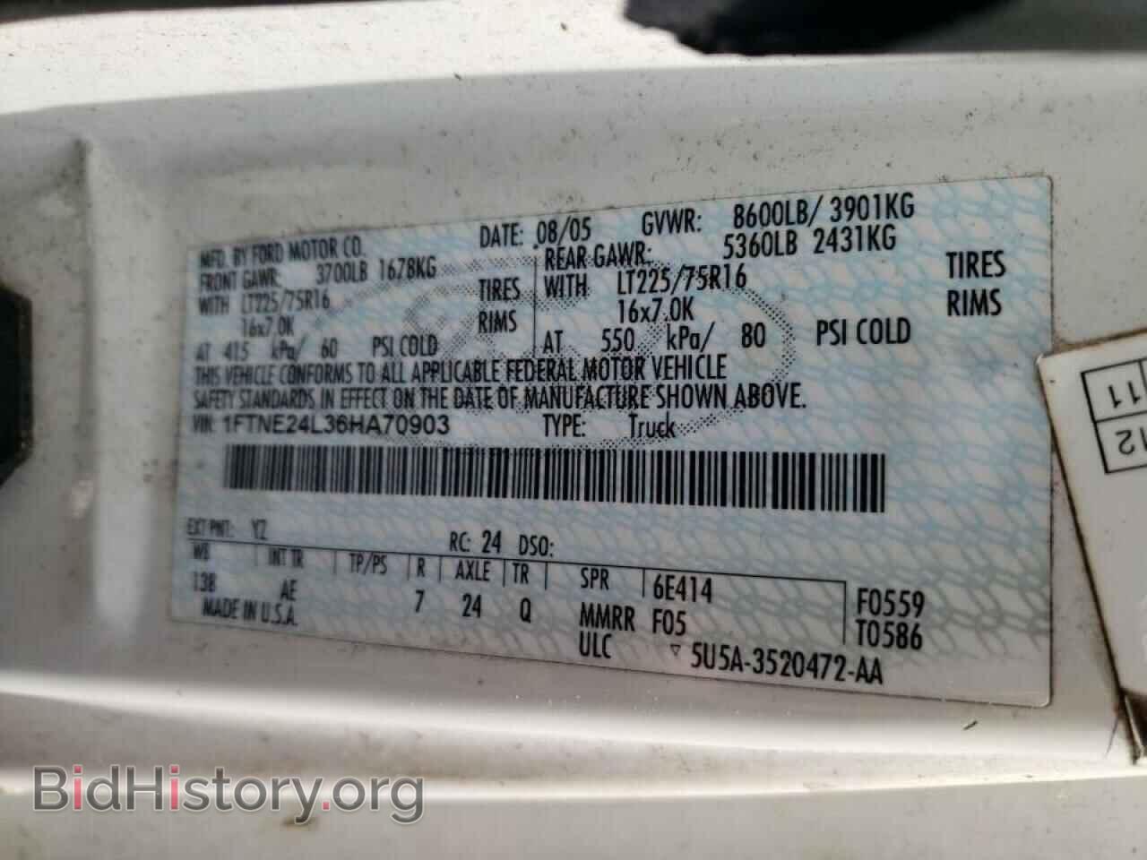 2006 FORD ECONOLINE - VIN: 1FTNE24L36HA70903 - Фото 10