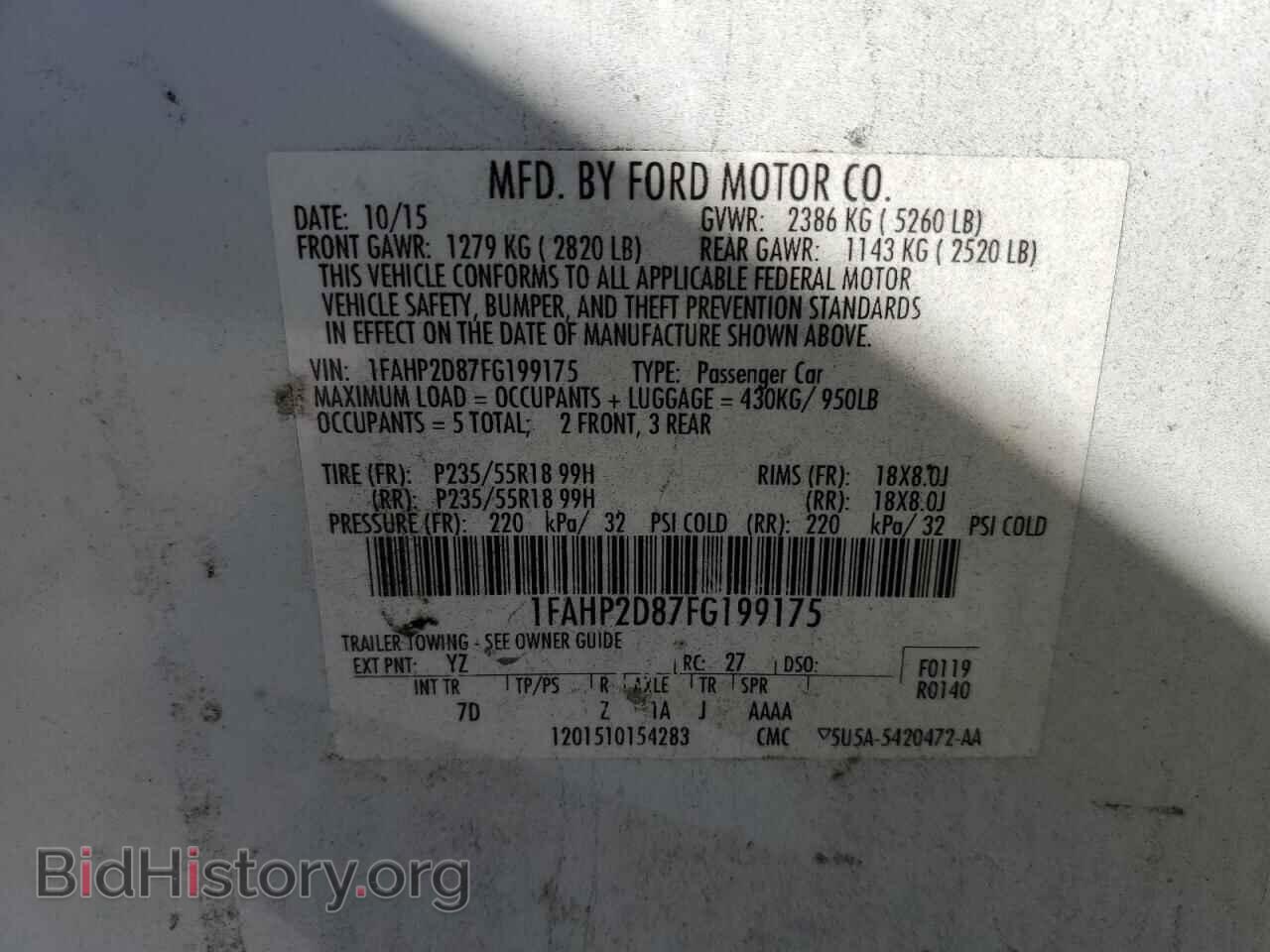 2015 FORD TAURUS - VIN: 1FAHP2D87FG199175 - Photo 13