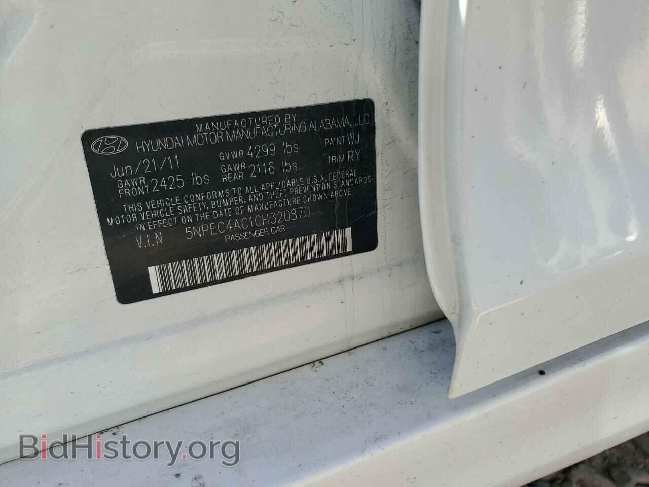 2012 HYUNDAI SONATA - VIN: 5NPEC4AC1CH320870 - Фото 12