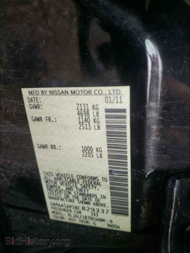 2011 NISSAN MAXIMA - VIN: 1N4AA5AP1BC829337 - Фото 10