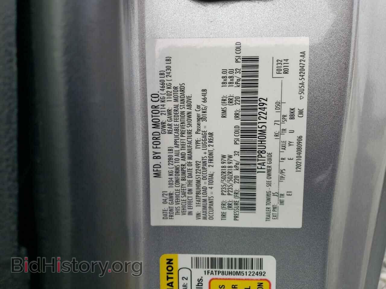 2021 FORD ALL Models - VIN: 1FATP8UH0M5122492 - Photo 12