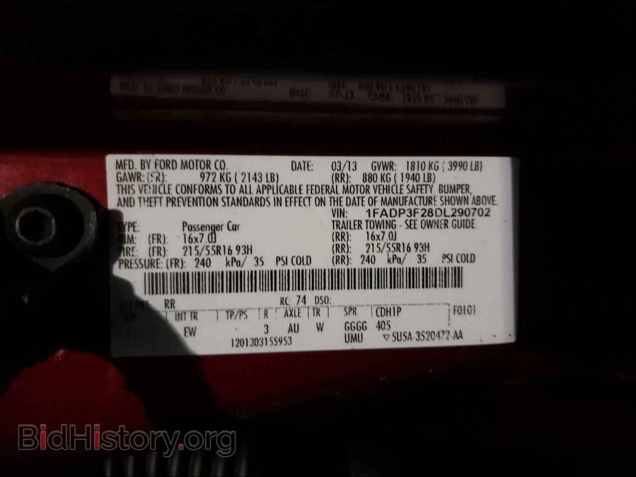2013 FORD FOCUS - VIN: 1FADP3F28DL290702 - Фото 10