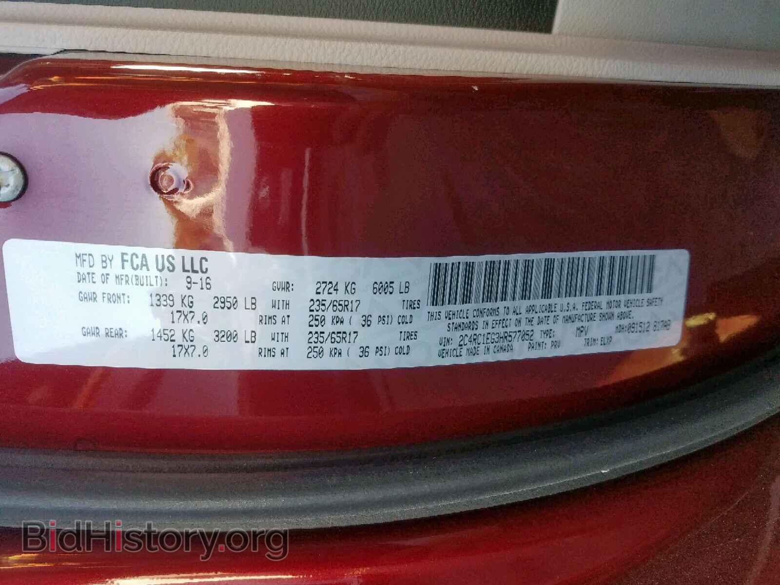 2017 CHRYSLER PACIFICA T - VIN: 2C4RC1EG3HR577052 - Photo 10