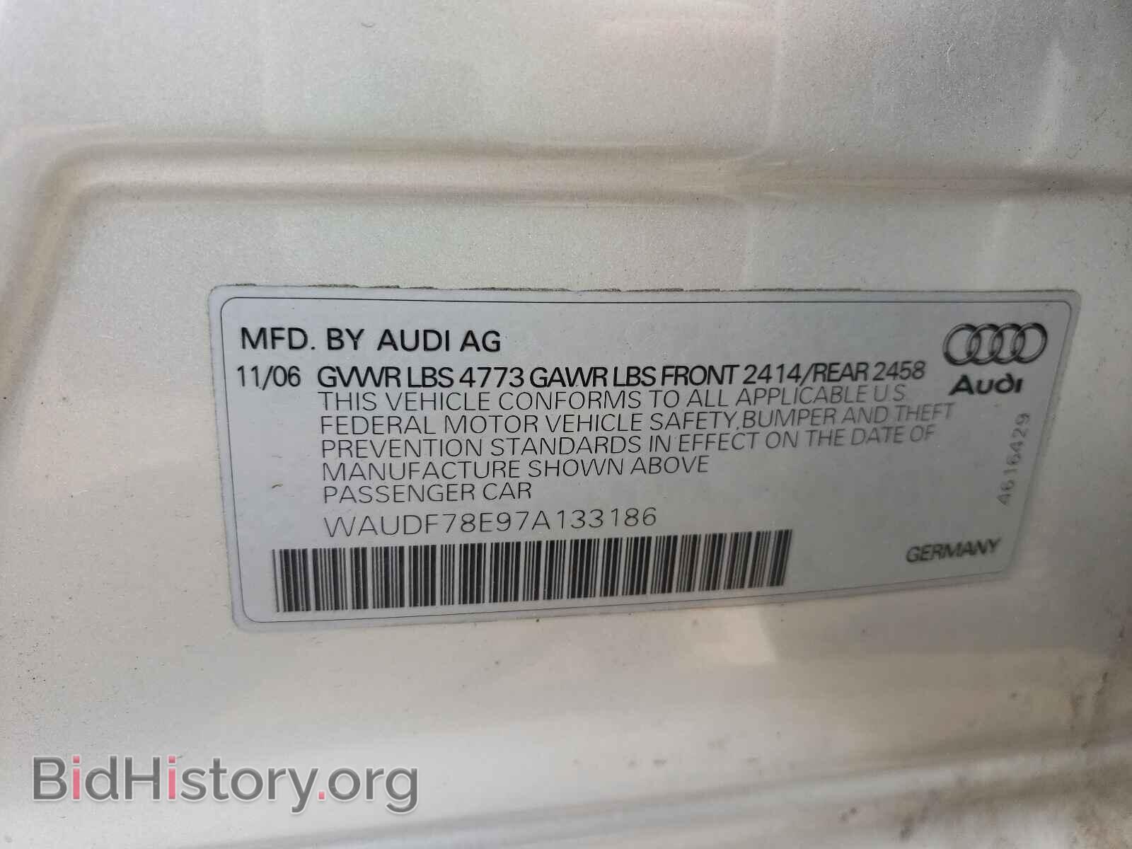 2007 AUDI A4 - VIN: WAUDF78E97A133186 - Фото 10