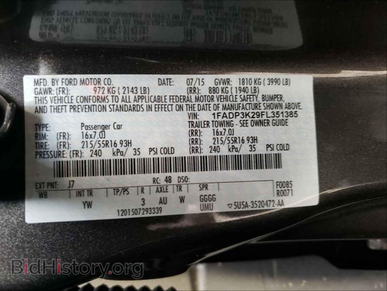 2015 FORD FOCUS - VIN: 1FADP3K29FL351385 - Фото 10