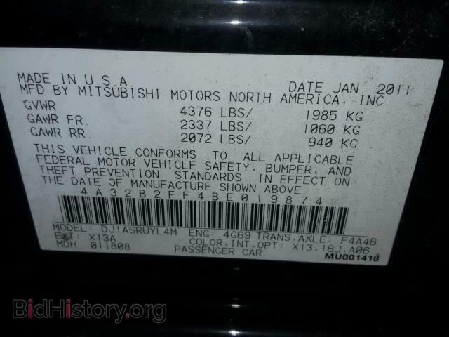 2011 MITSUBISHI GALANT - VIN: 4A32B2FF4BE019874 - Фото 10