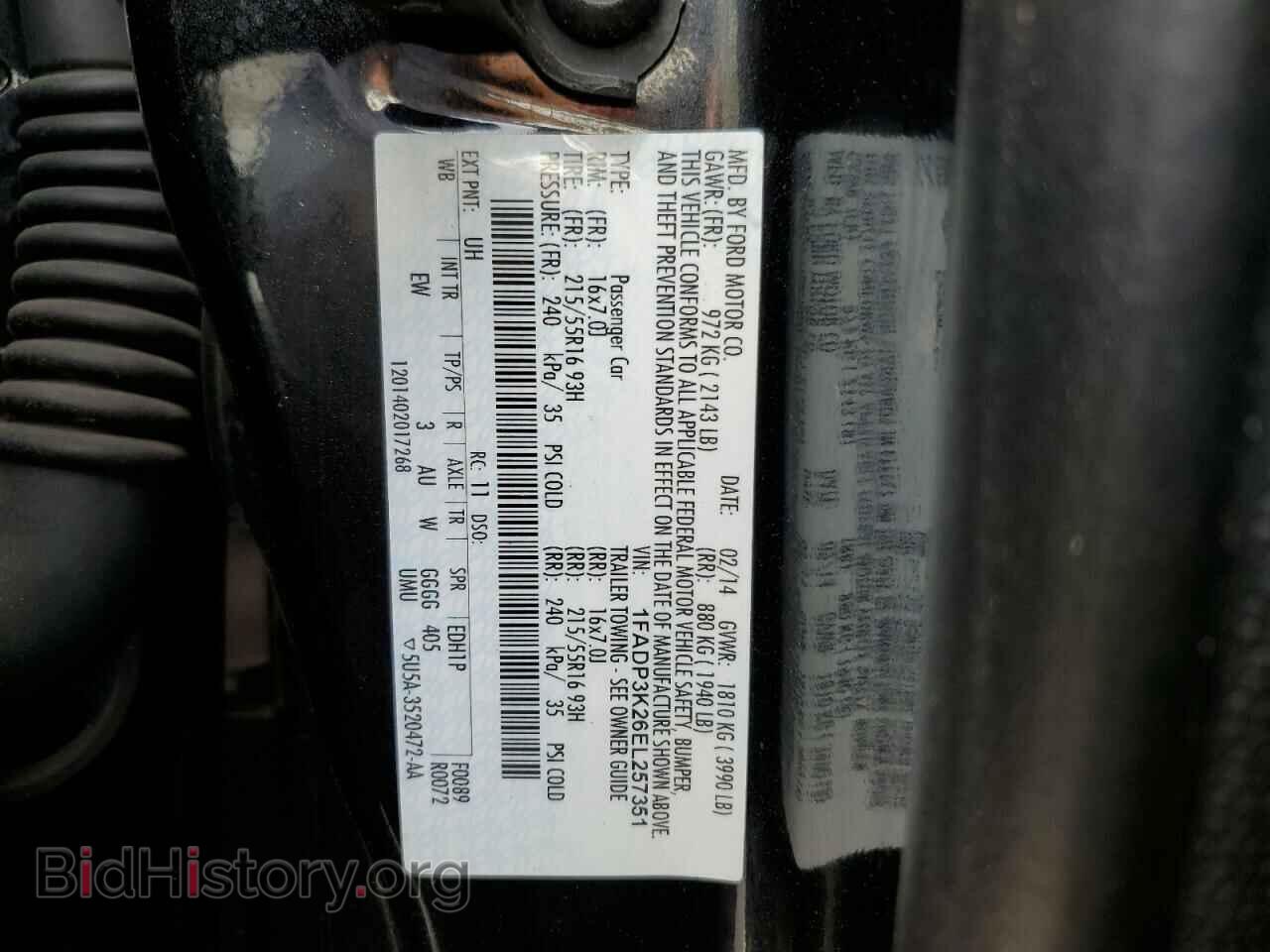 2014 FORD FOCUS - VIN: 1FADP3K26EL257351 - Фото 12
