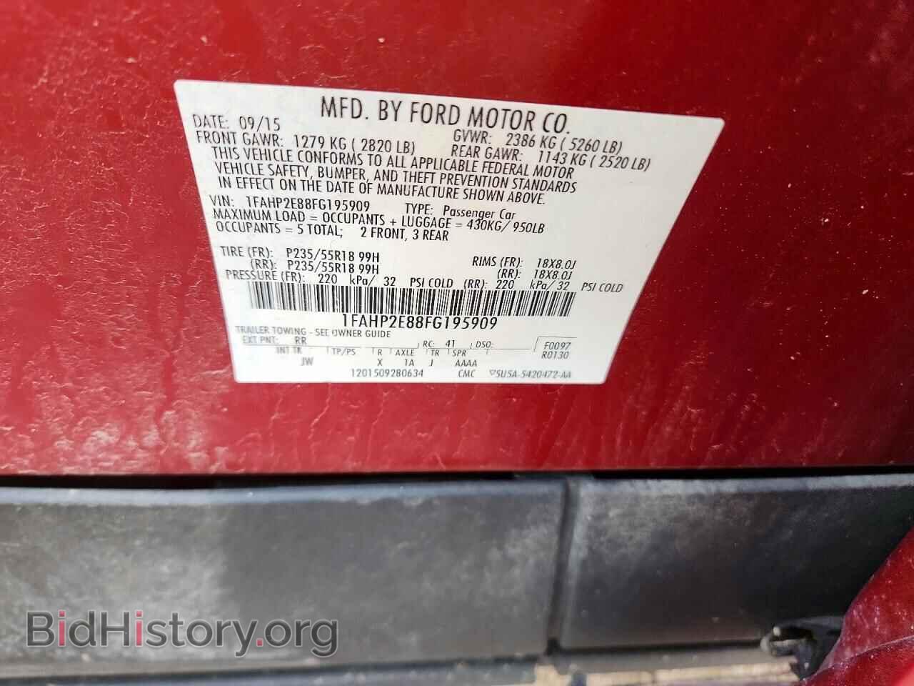 2015 FORD TAURUS - VIN: 1FAHP2E88FG195909 - Фото 12