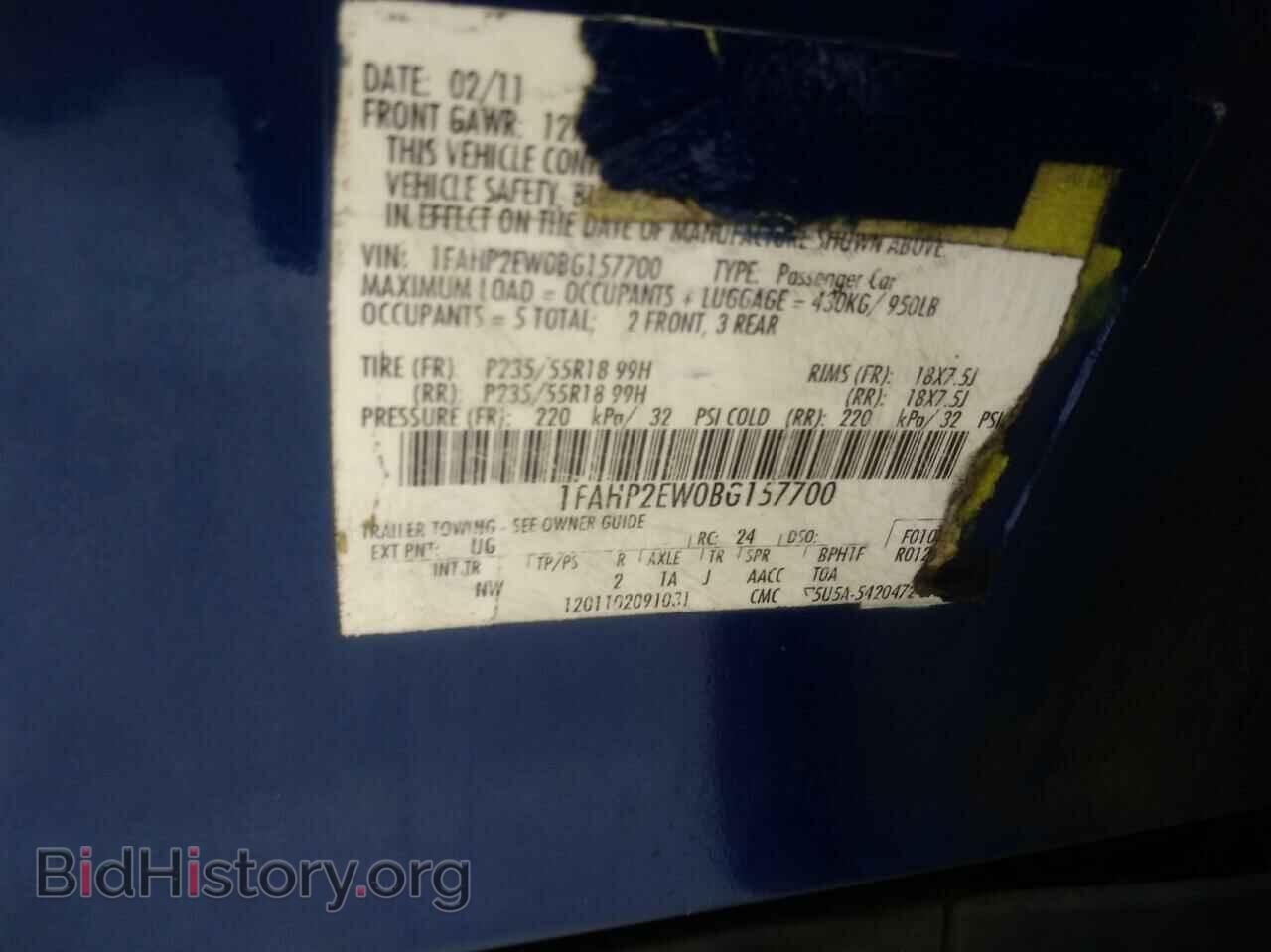2011 FORD TAURUS - VIN: 1FAHP2EW0BG157700 - Фото 10
