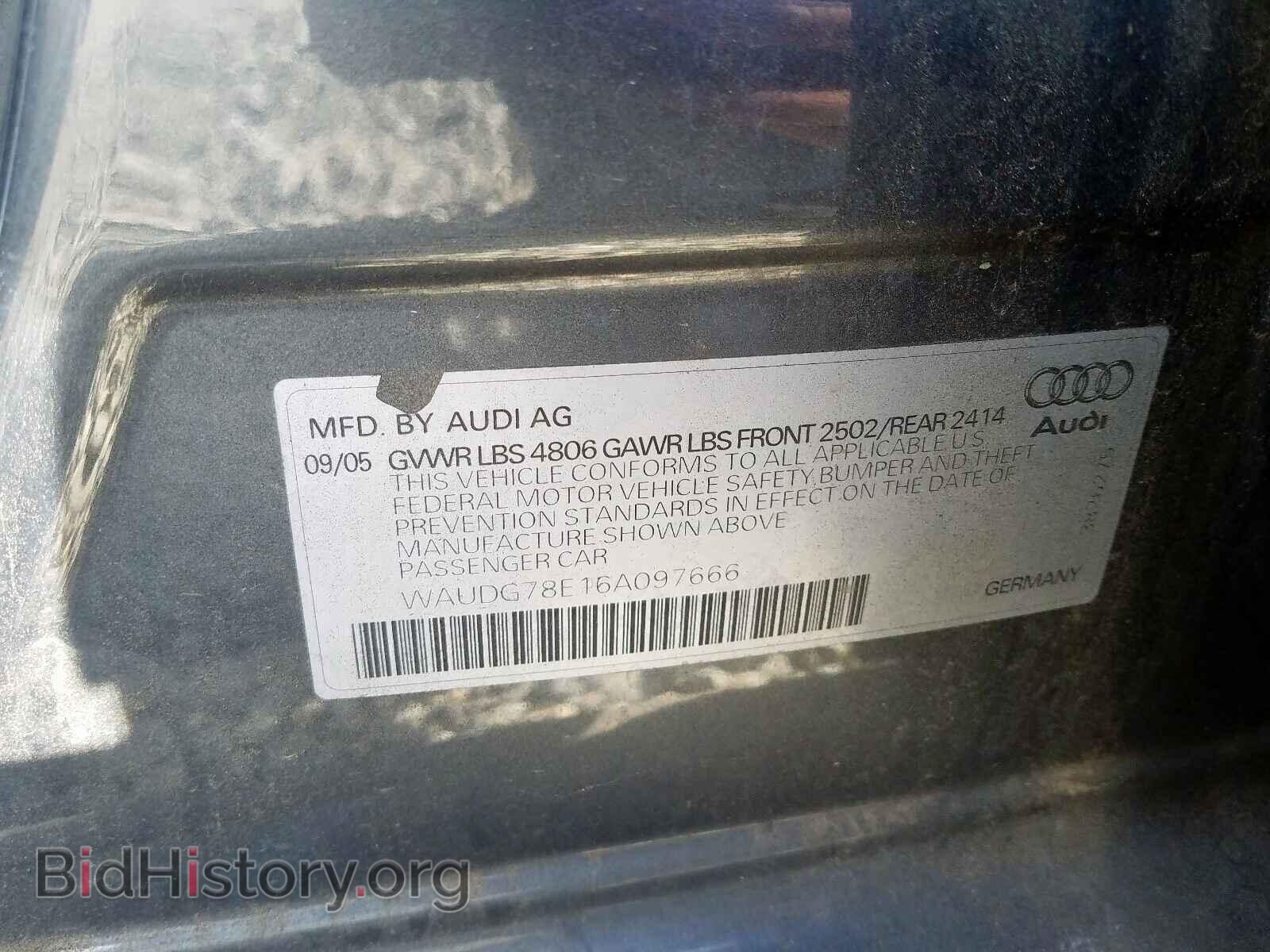 2006 AUDI A4 - VIN: WAUDG78E16A097666 - Фото 10