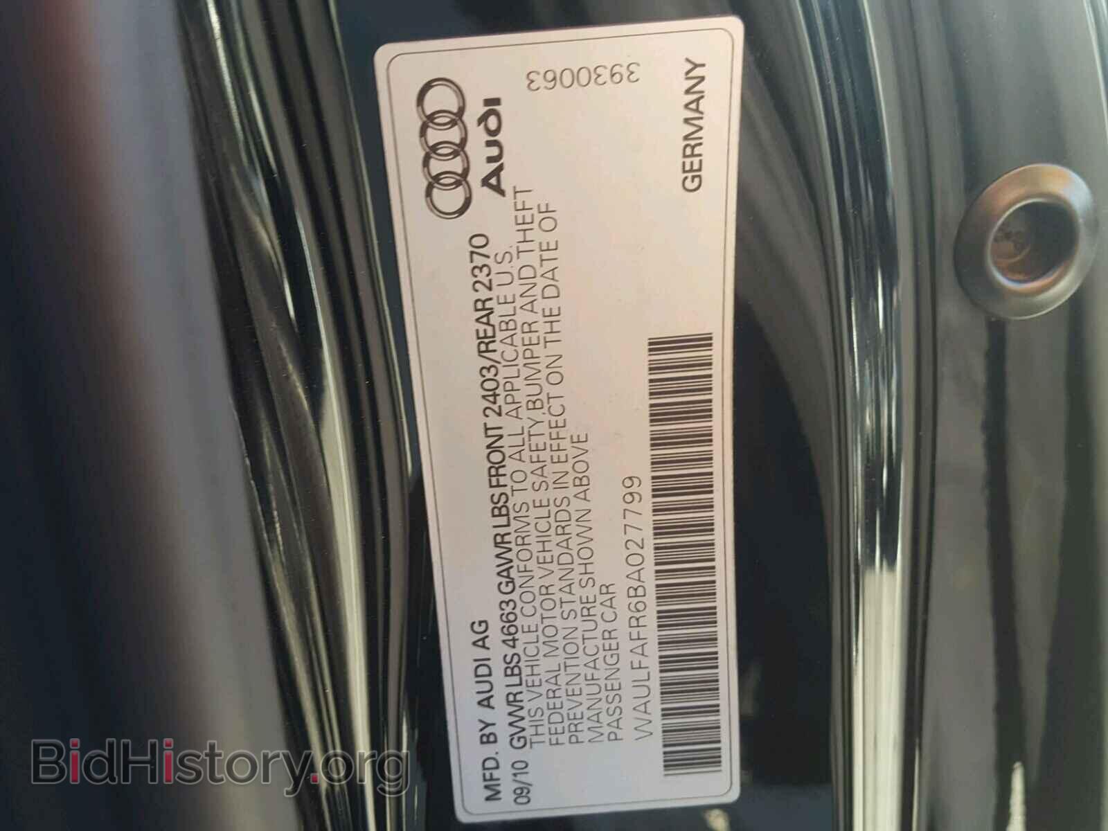 2011 AUDI A5 PREMIUM - VIN: WAULFAFR6BA027799 - Фото 10