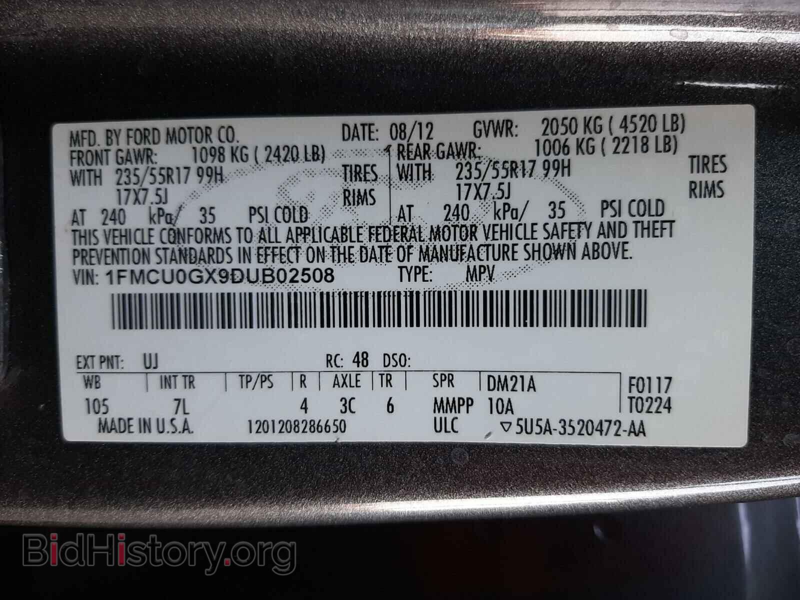 2013 FORD ESCAPE - VIN: 1FMCU0GX9DUB02508 - Photo 10