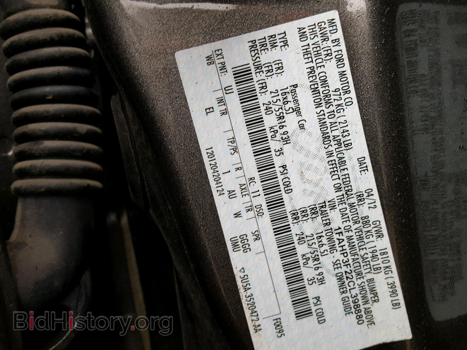 2012 FORD FOCUS - VIN: 1FAHP3F22CL398880 - Фото 10