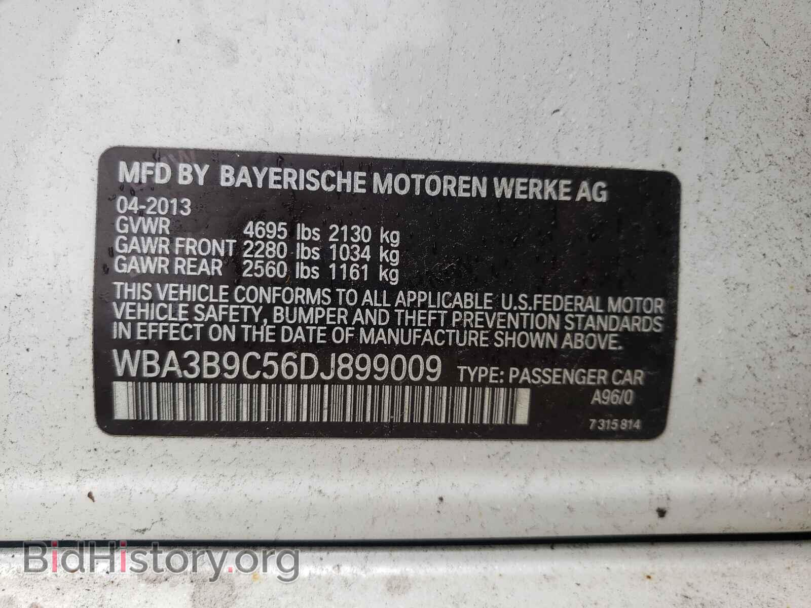 2013 BMW 3 SERIES - VIN: WBA3B9C56DJ899009 - Фото 10