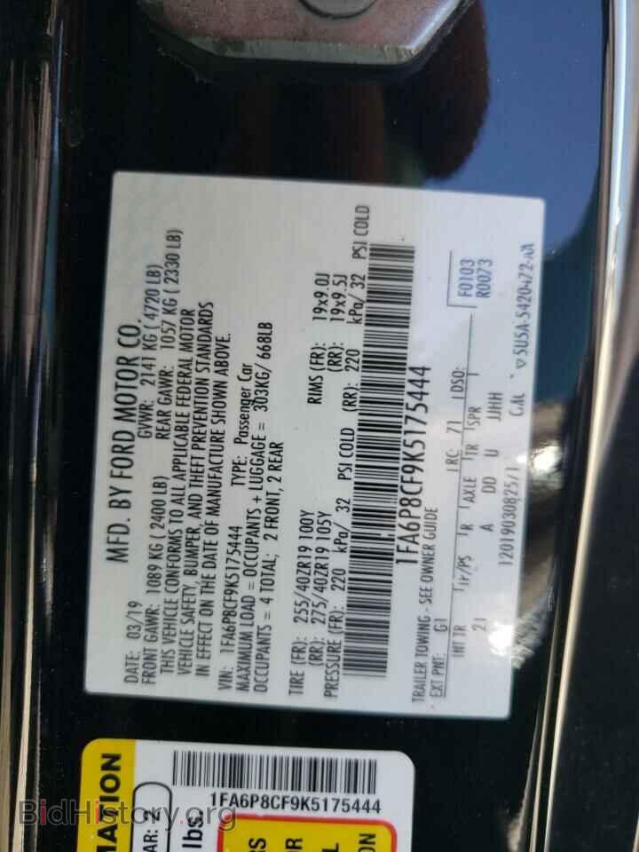 2019 FORD MUSTANG - VIN: 1FA6P8CF9K5175444 - Фото 10