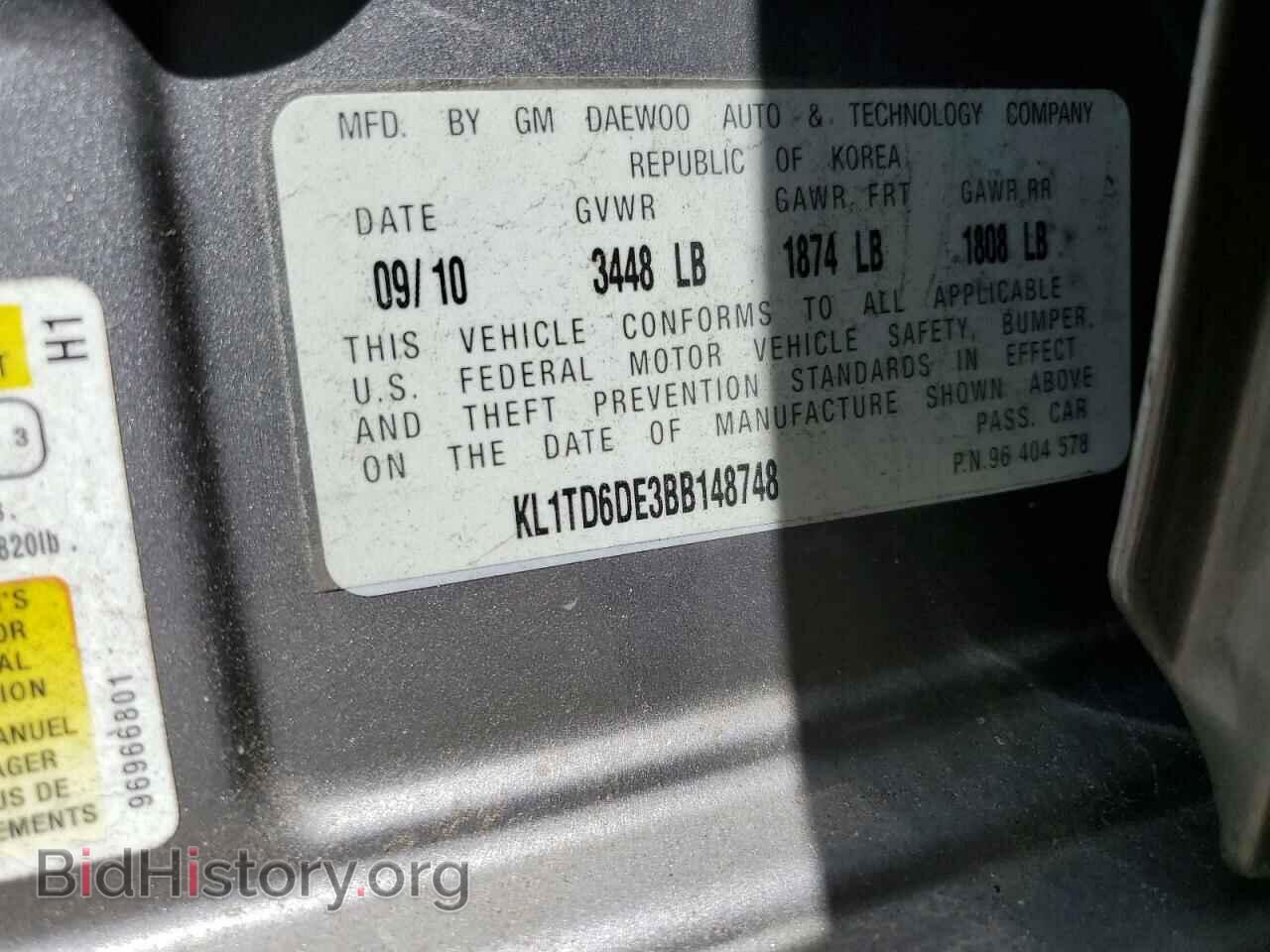 2011 CHEVROLET AVEO - VIN: KL1TD6DE3BB148748 - Photo 13