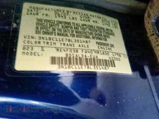 2008 NISSAN VERSA - VIN: 3N1BC11E78L351487 - Фото 10