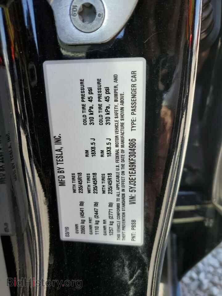 2019 TESLA MODEL 3 - VIN: 5YJ3E1EA9KF304986 - Фото 13