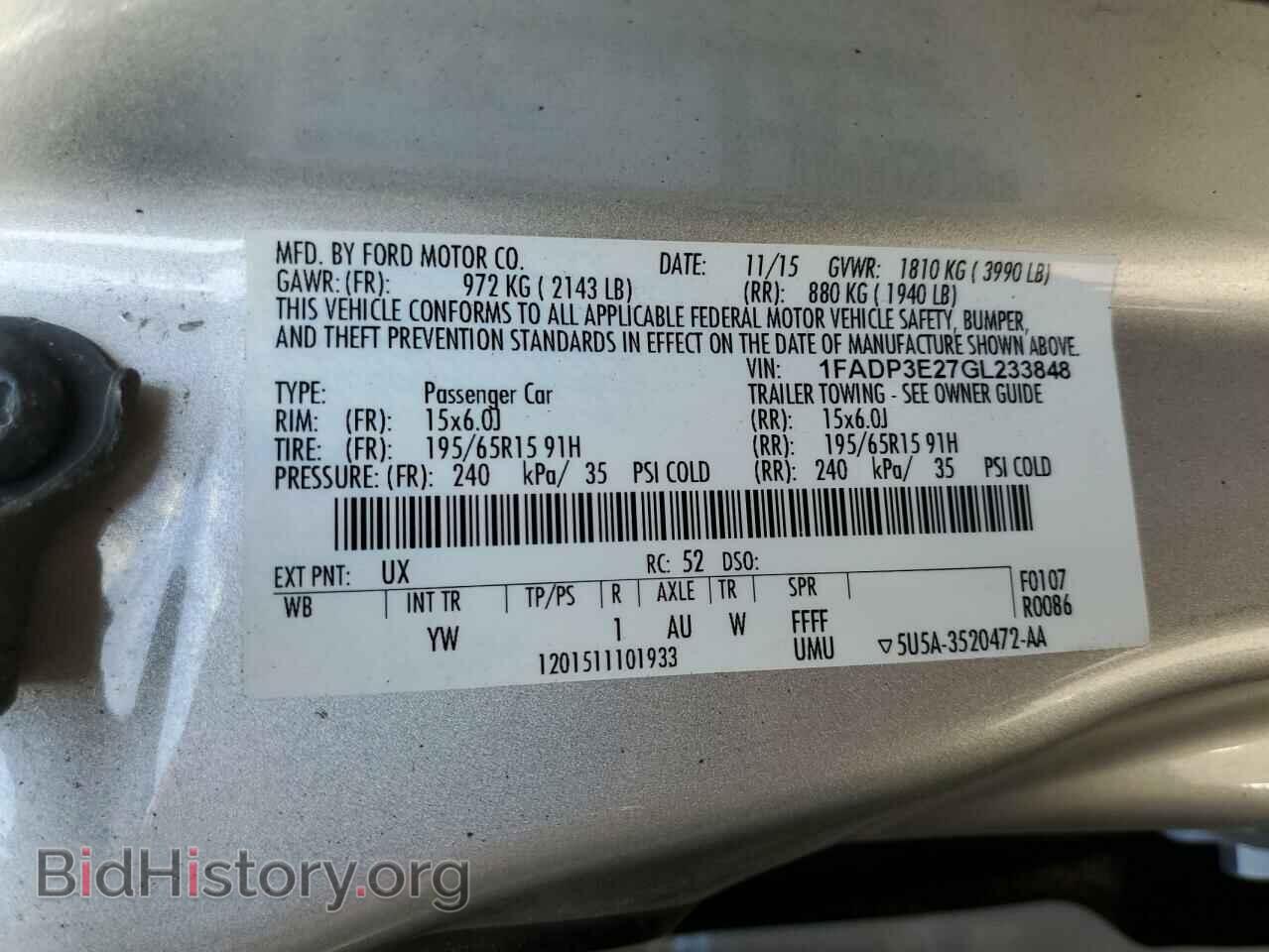 2016 FORD FOCUS - VIN: 1FADP3E27GL233848 - Фото 10