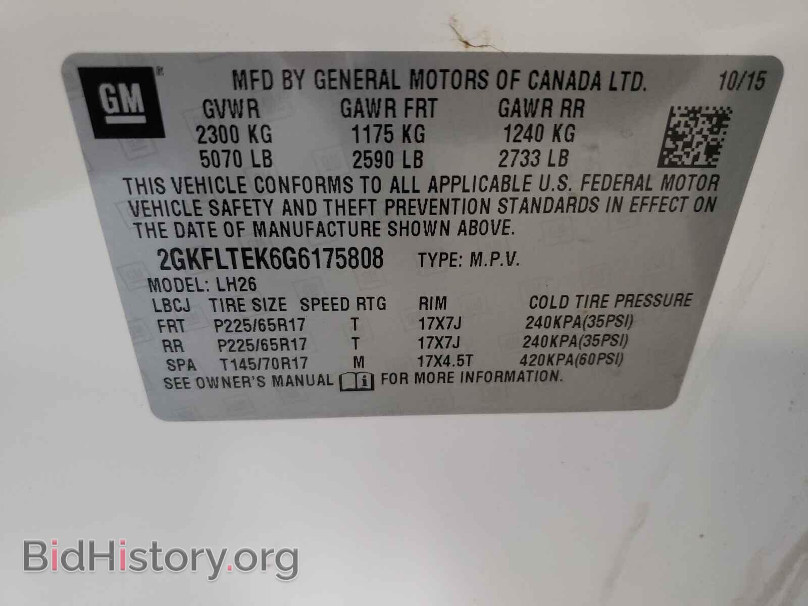 2016 GMC TERRAIN - VIN: 2GKFLTEK6G6175808 - Photo 10