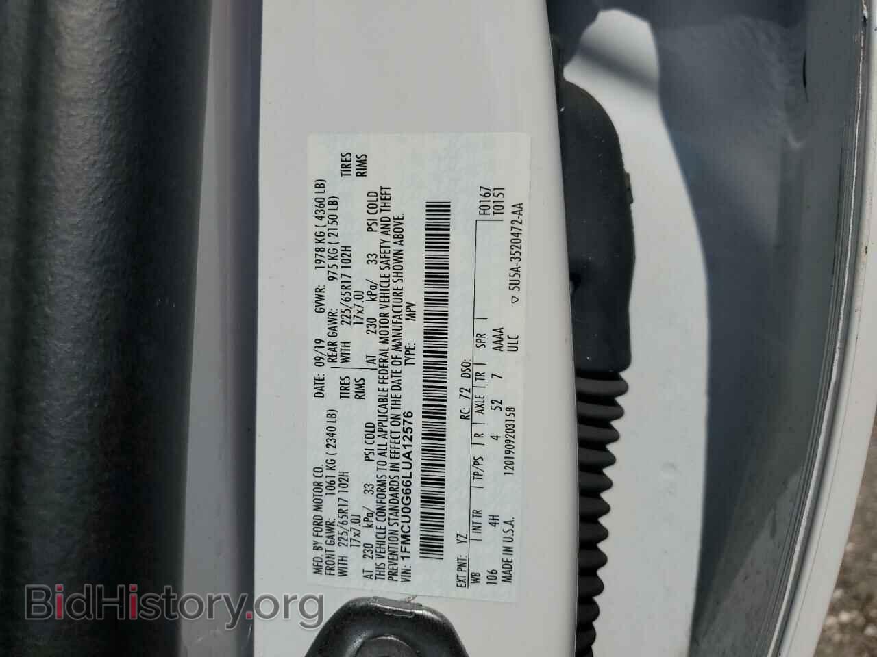2020 FORD ESCAPE - VIN: 1FMCU0G66LUA12576 - Photo 12