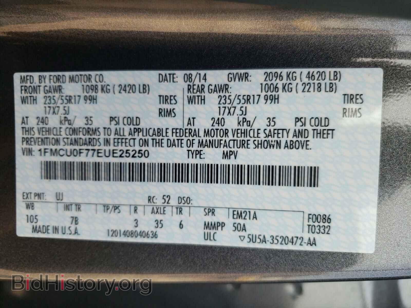 2014 FORD ESCAPE - VIN: 1FMCU0F77EUE25250 - Photo 10