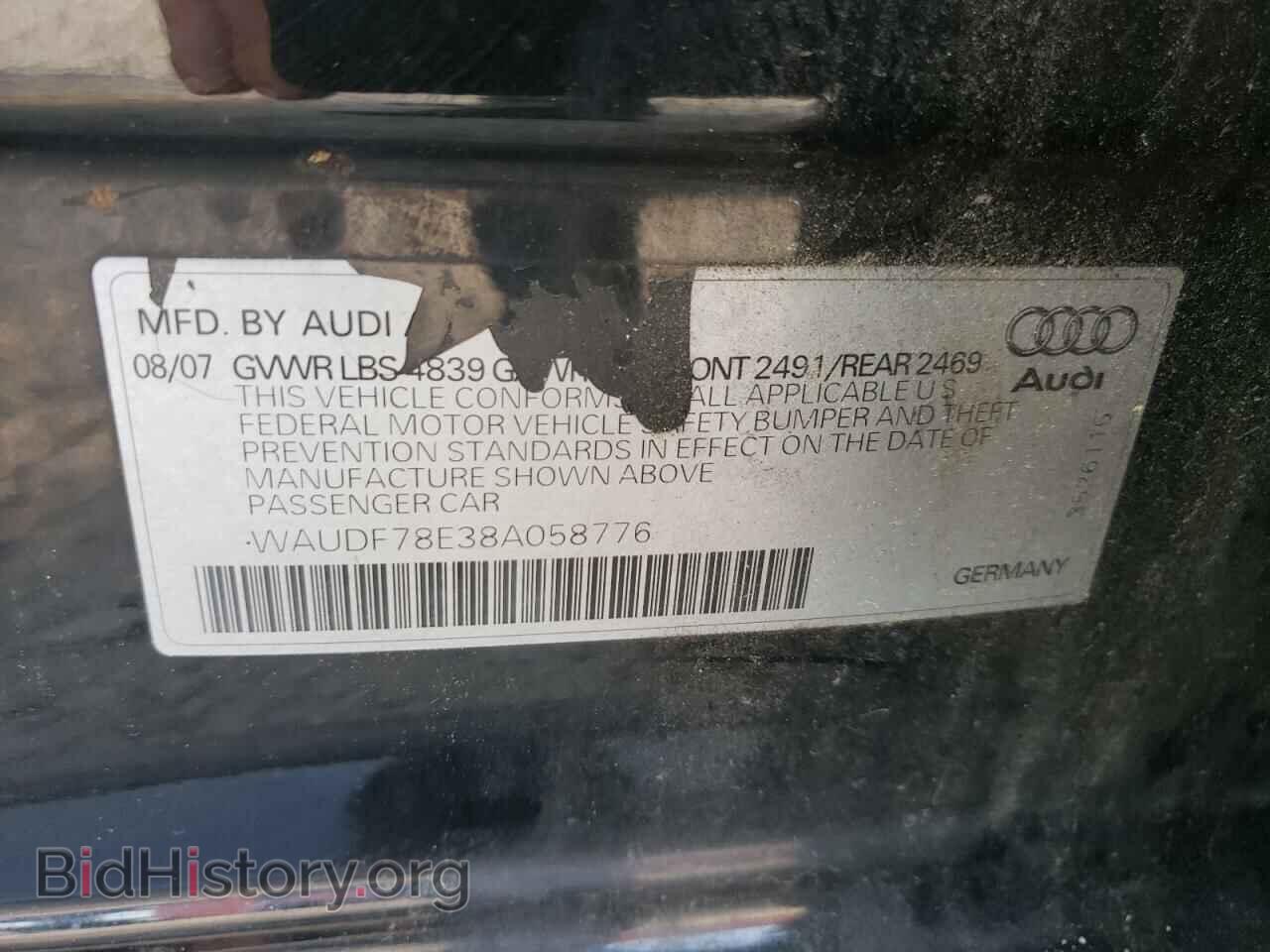 2008 AUDI A4 - VIN: WAUDF78E38A058776 - Фото 10