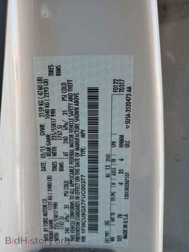 2015 FORD ESCAPE - VIN: 1FMCU9GX7FUC00377 - Photo 13
