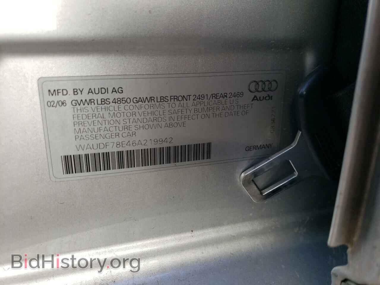 2006 AUDI A4 - VIN: WAUDF78E46A219942 - Фото 10