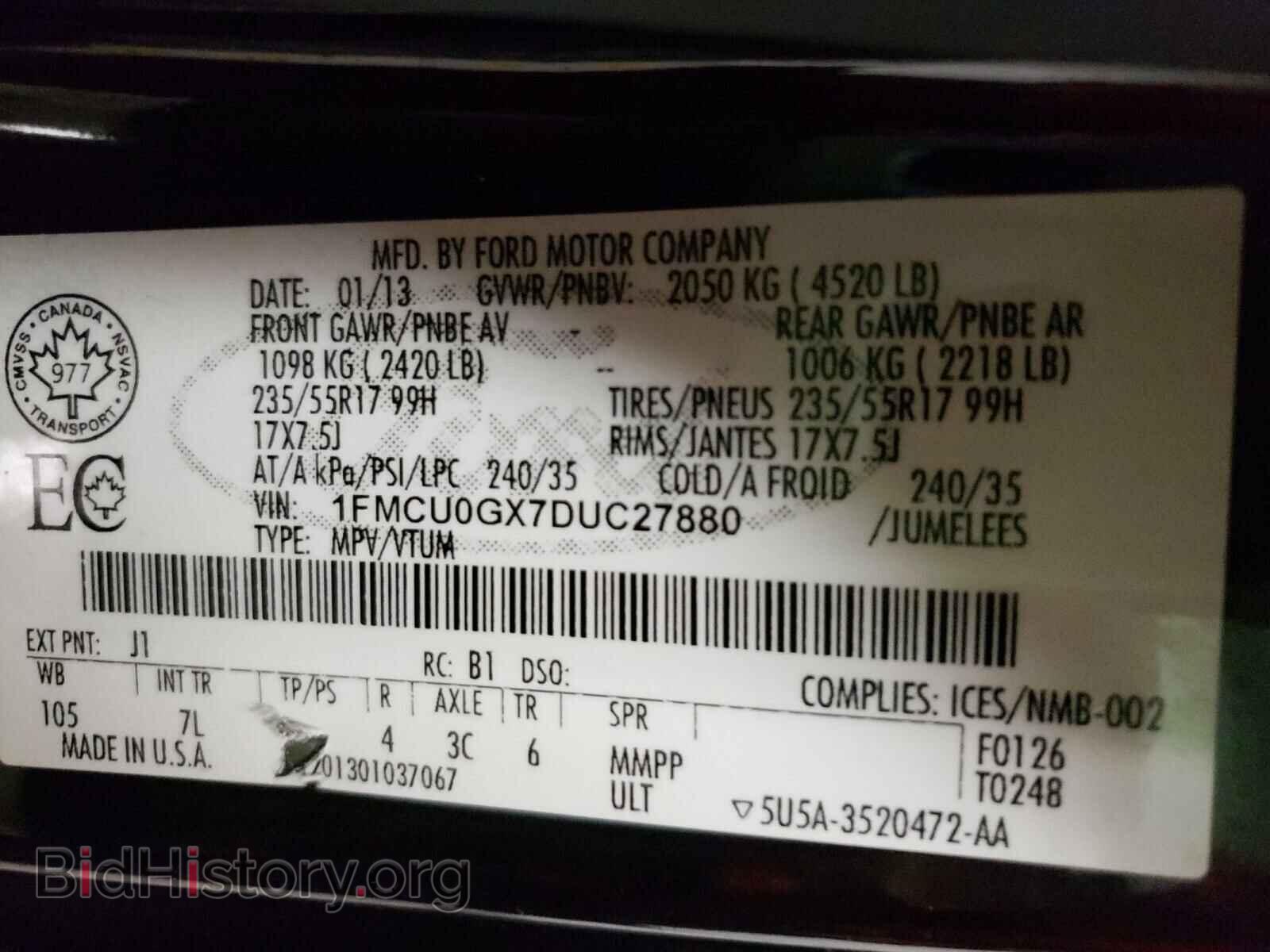 2013 FORD ESCAPE - VIN: 1FMCU0GX7DUC27880 - Photo 10