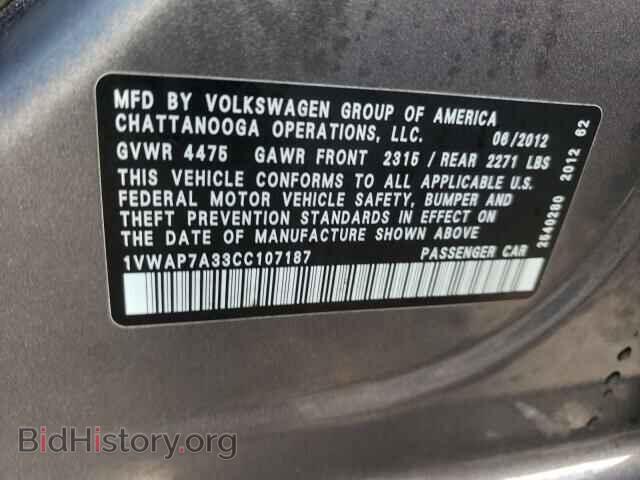 2012 VOLKSWAGEN PASSAT - VIN: 1VWAP7A33CC107187 - Фото 10