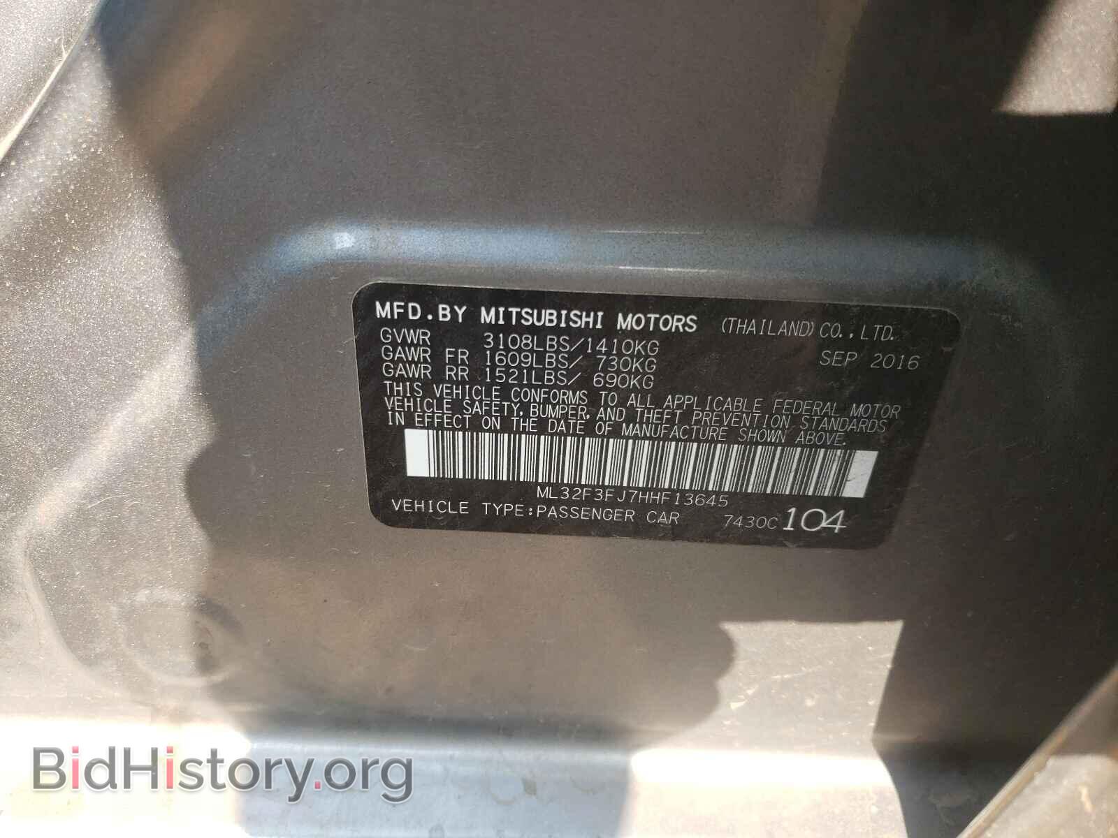 2017 MITSUBISHI MIRAGE - VIN: ML32F3FJ7HHF13645 - Фото 10