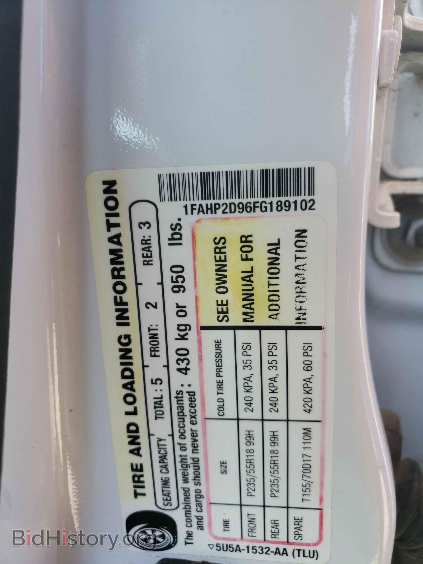 2015 FORD TAURUS - VIN: 1FAHP2D96FG189102 - Photo 10