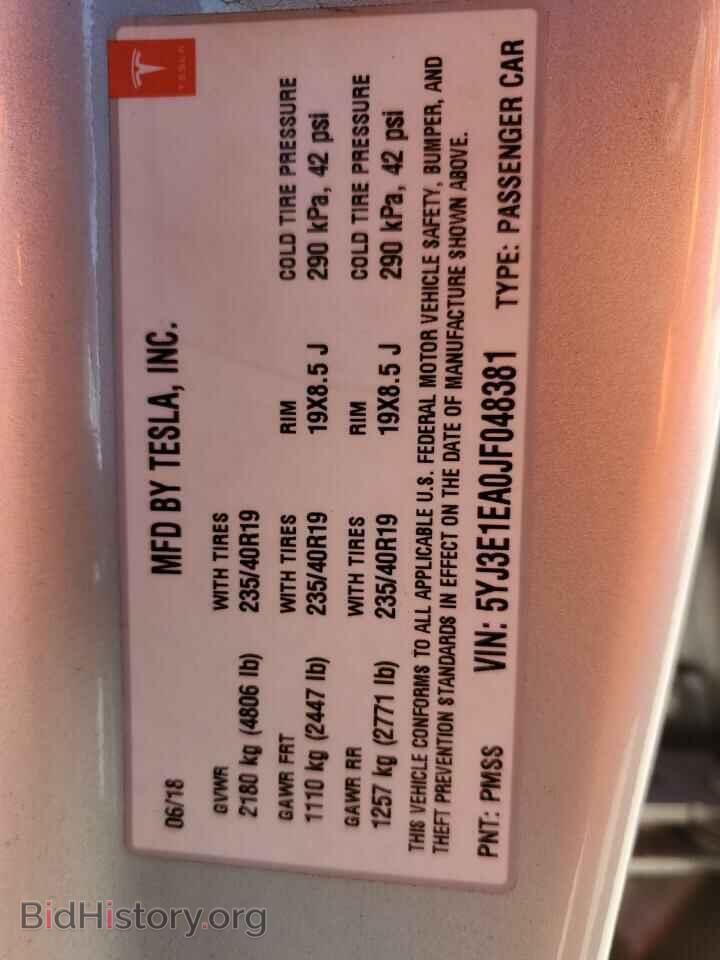 2018 TESLA MODEL 3 - VIN: 5YJ3E1EA0JF048381 - Фото 13