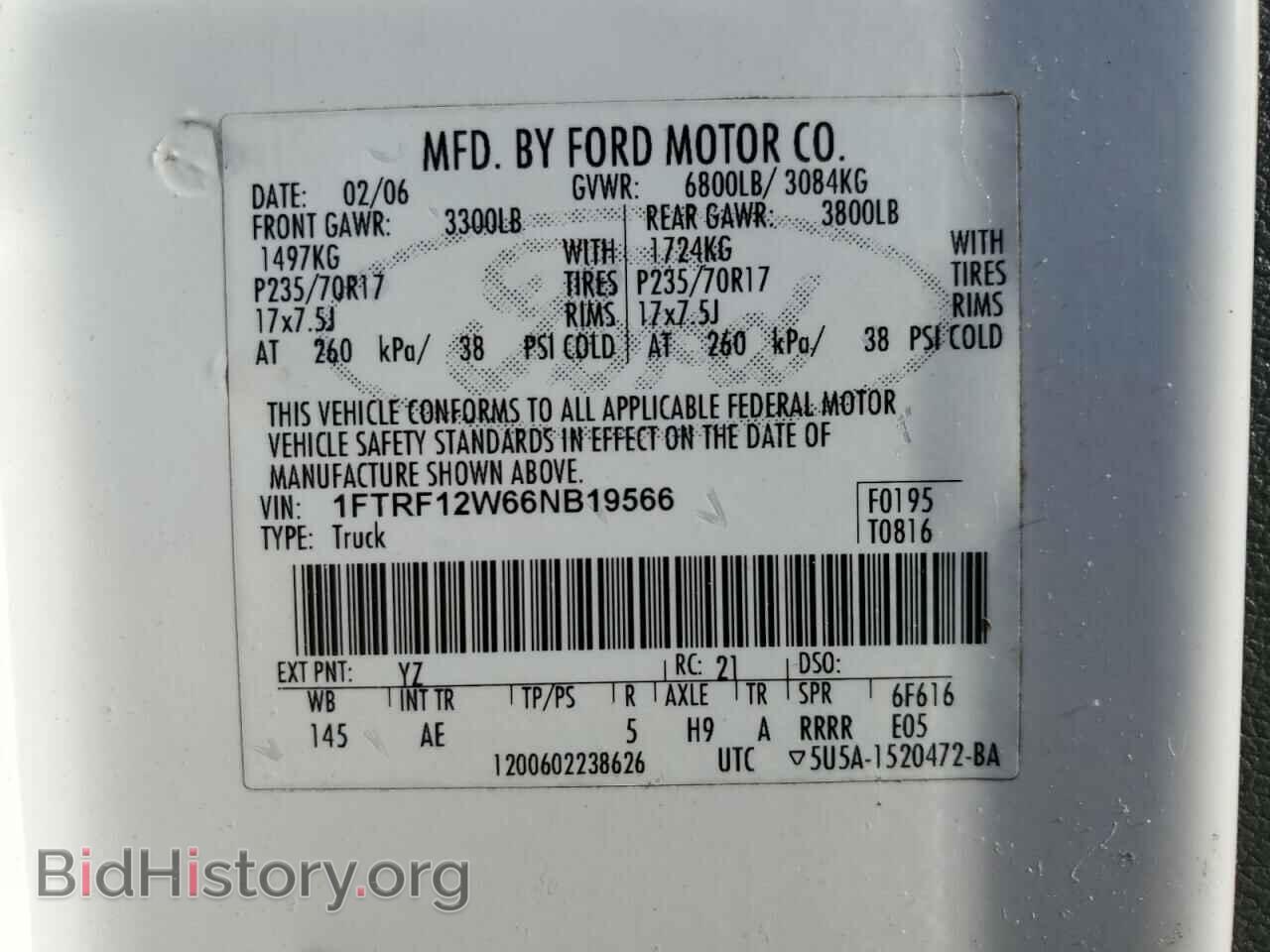2006 FORD All Models - VIN: 1FTRF12W66NB19566 - Фото 12