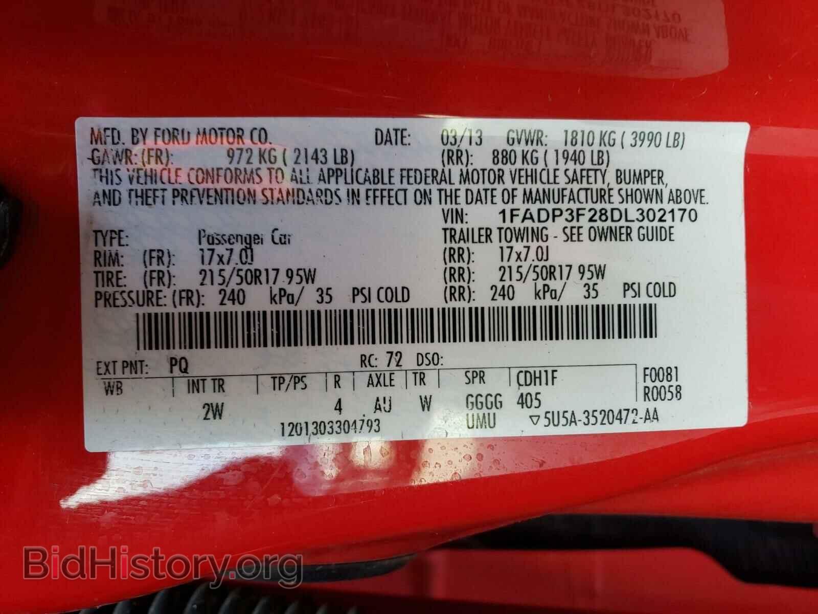 2013 FORD FOCUS - VIN: 1FADP3F28DL302170 - Фото 10