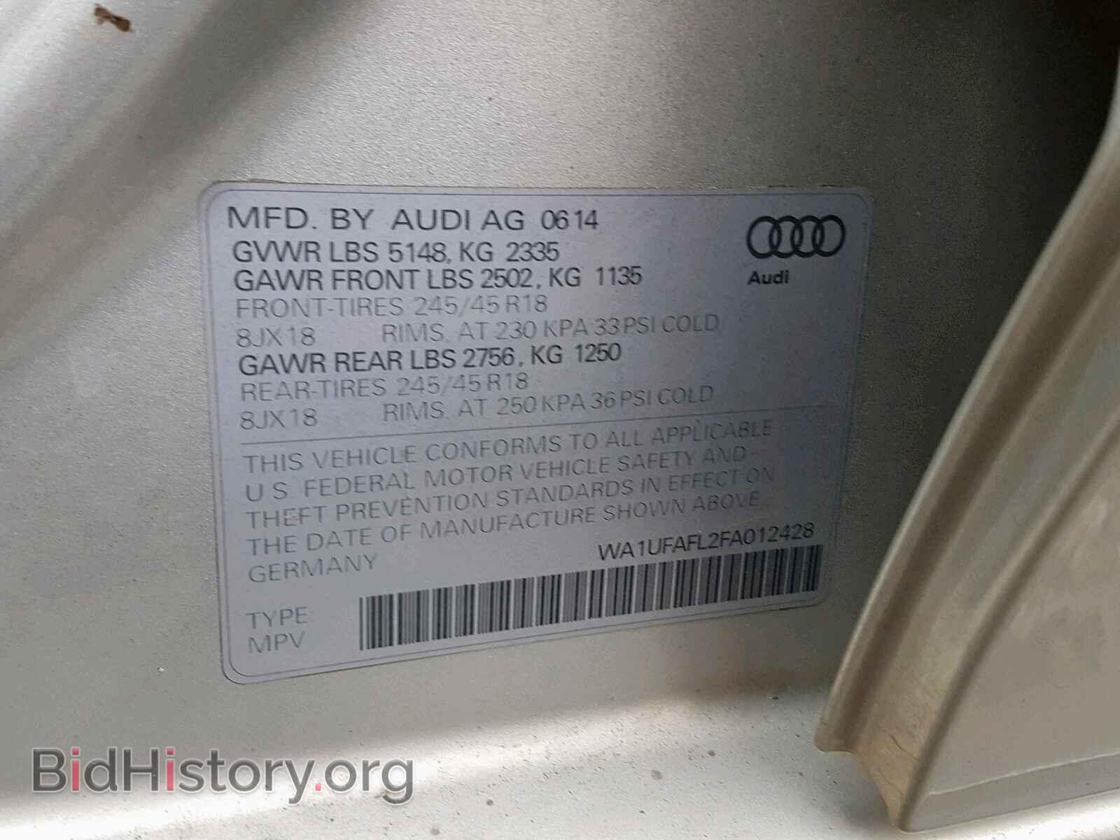 2015 AUDI A4 - VIN: WA1UFAFL2FA012428 - Фото 10